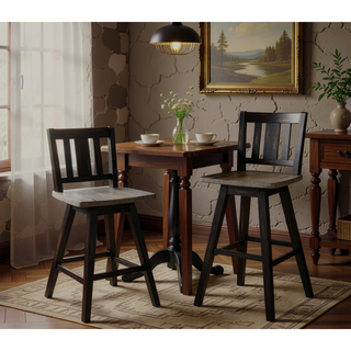 Sunvega Solid Rubberwood Counter Height Dining Table with Distressed Gray Finish