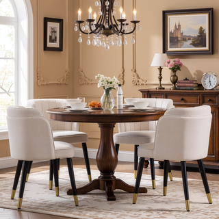 Sunvega Modern Velvet Upholstered Dining Chair with Tulip Design and Gold Tips