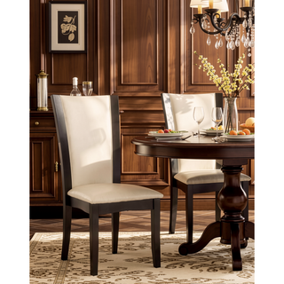 Sunvega Contemporary Dark Cherry Brown Leatherette Cushion Side Chairs Set Of 2