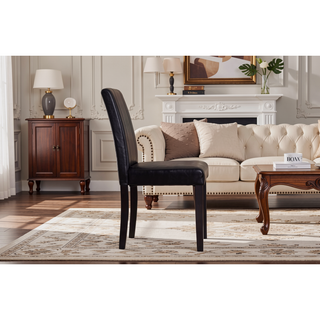 Sunvega Urban Style Leatherette Padded Parson Chair with Solid Wood Legs, Set of 2