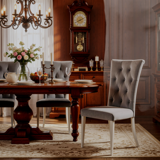 Sunvega Grey Tufted Back Side Chair with Polished Chrome Metal Legs