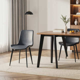 Sunvega Modern Leather Dining Chair with Sleek Metal Legs for Kitchen