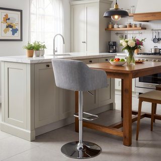 Sunvega Contemporary Adjustable Swivel Barstool with Stylish Fabric Covered Seat