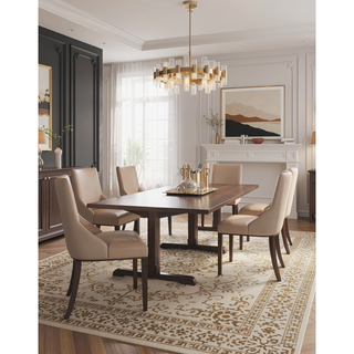 Sunvega Modern Upholstered Dining Chairs Set of 2 in Tan Faux Leather