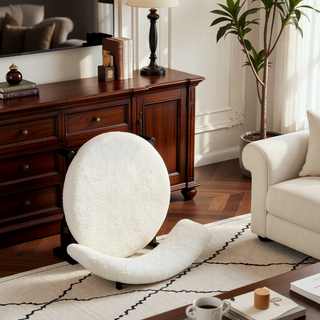 Sunvega Mid Century Modern Dining Chairs with Upholstered Boucle Seat and Rubber Wood Frame