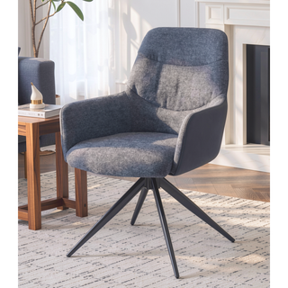 Sunvega Brown Chenille Swivel Side Chair with Padded Seat and Back Cushion