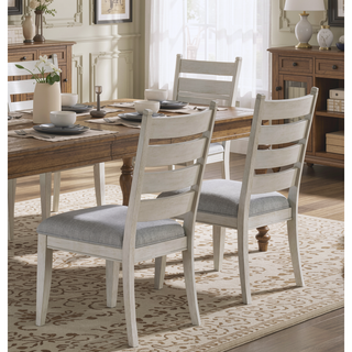 Sunvega Farmhouse Dining Set of 2 Counter Height Chairs with Antique White Finish