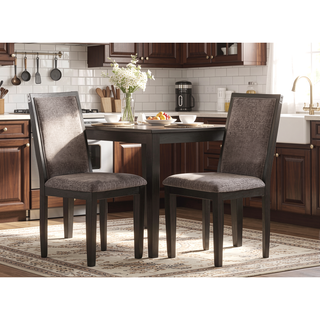 Sunvega Modern Grey Upholstered Fabric Dining Chairs Set of 2pc High Chairs