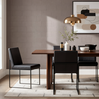 Sunvega Modern High Back Dining Chair with Upholstered Seat and Black Steel Frame