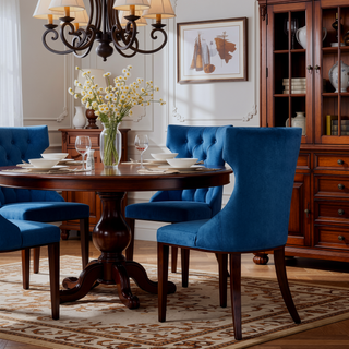 Sunvega Set of 2 Gray Traditional Dining Chairs with Luxurious Velvet Upholstery