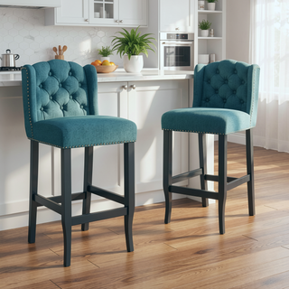 Sunvega Vienna Contemporary Tufted Wingback 31 Inch Counter Stools Set of 2
