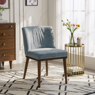 Sunvega Daley Grey Italian Mid-Century Fabric Dining Chair Set Of 2