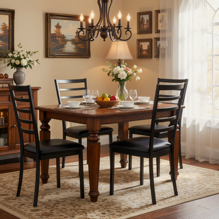 Sunvega Black Faux Leather Upholstered Metal Frame Dining Chairs Set of 4