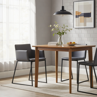 Sunvega Contemporary Counter Stool with Black Metal Base and Grey Faux Leather Upholstery