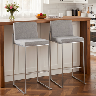 Sunvega Fuji Contemporary High Back Barstool Set with Padded Seat and Backrest