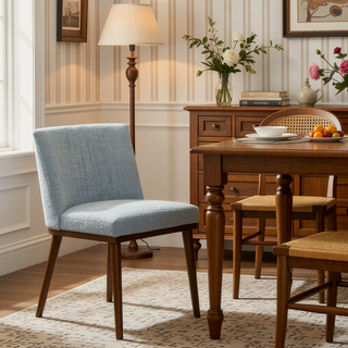 Sunvega Daley Grey Italian Mid-Century Fabric Dining Chair Set Of 2