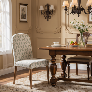 Sunvega Mio Sage Green Cream Paisley Medallion Print Upholstered Dining Chair