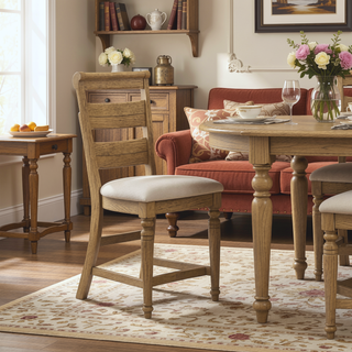 Sunvega Caramel Finish Ladder Back Counter Stool with Upholstered Seat