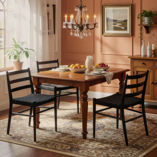 Sunvega Fully Assembled Wood Rattan Dining Chairs Set of Two with Woven Seat