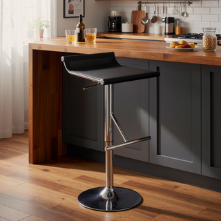Sunvega Adjustable Chrome Bar Stool with Black Mesh Seat and Swivel Base