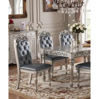 Sunvega Antique Design Silver Grey Finish Rubberwood Formal Dining Table
