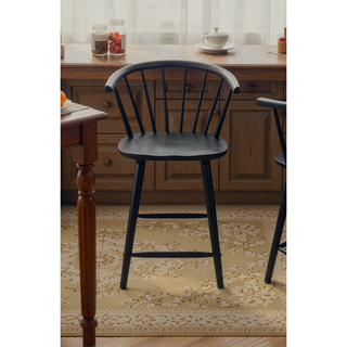 Sunvega Black Contemporary Spindle Back Counter Height Stool Chair Set