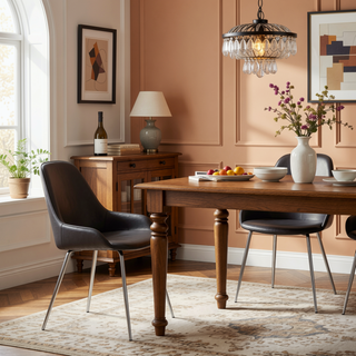 Sunvega Marcel Contemporary Dining Chairs with Chrome Frame and Grey Faux Leather