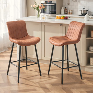 Sunvega Faux Leather Counter Stools Set of 2 with Metal Legs for Kitchen and Dining Room