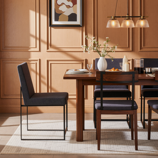 Sunvega High Back Padded Upholstered Dining Chair Set of 2 in Black Steel Frame