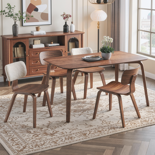 Sunvega Modern Walnut Dining Side Chairs with Tapered Legs Set of 2