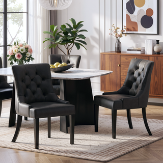 Sunvega Contemporary Upholstered Dining Chairs with Tufted Diamond Stitch and Wood Legs