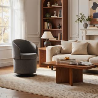 Sunvega Finch Contemporary Swivel Chair with Adjustable Backrest and Fabric Upholstery