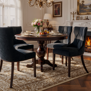 Sunvega Set of 2 Gray Traditional Dining Chairs with Luxurious Velvet Upholstery