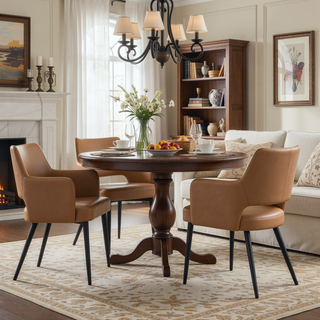 Sunvega Modern Dining Arm Chair with Leatherette Upholstery and Steel Frame