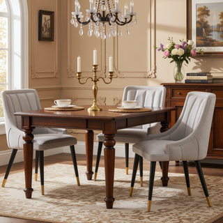 Sunvega Modern Light Gray Dining Chair with Velvet Upholstery and Gold Tips