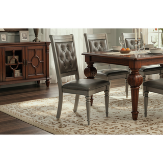 Sunvega Traditional Tufted Upholstered Dining Chairs Set of 2 with Silver Finish