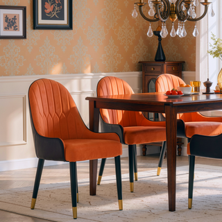 Sunvega Modern PU Leather Dining Chair with Solid Wood Legs and Ergonomic Seat
