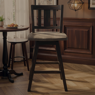 Sunvega Solid Rubberwood Counter Height Dining Table with Distressed Gray Finish
