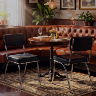 Sunvega Black and Chrome Upholstered Side Chairs with Padded Seat and Curved Legs