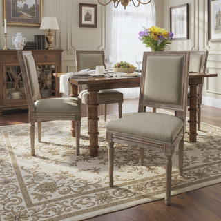 Sunvega Weathered Wood Traditional Dining Chairs with Modern Color Fabric