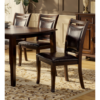 Sunvega Transitional Style Dark Cherry Espresso Leatherette Cushion Side Chairs Set of 2