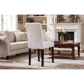 Sunvega Urban Style Leatherette Padded Parson Chair with Solid Wood Legs, Set of 2