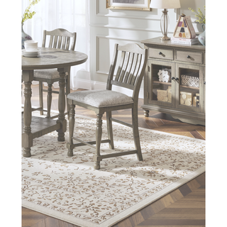 Sunvega Light Grey Acacia Veneer Round Dining Table with Open Shelf