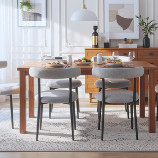 Sunvega Modern Metal Frame Dining Chairs Set of 2 with Curved Open Backrests