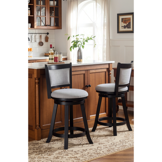 Sunvega Contemporary Swivel Pub Stools with Upholstered Seat and Footrest