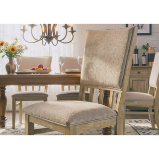 Sunvega Reclaimed Wheat Solid Wood Dining Chair with Cushioned Seat and Distressed Finish
