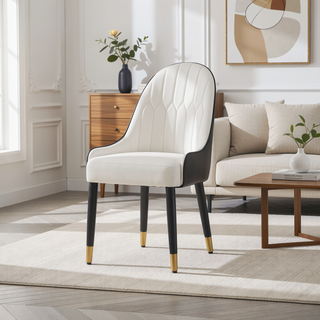Sunvega Modern PU Leather Chairs with Metal Legs and Curved Backrest for Dining Room