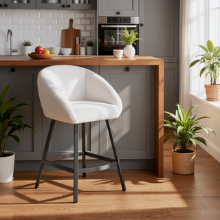 Sunvega Upholstered Bar Stool with Soft Backrest and Armrest for Kitchen Island