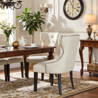 Sunvega Gillian Grey and Black Upholstered Dining Side Chair with Wingback Design
