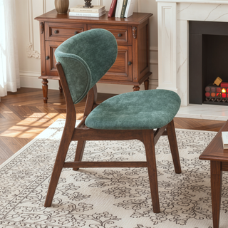 Sunvega Green and Walnut Padded Side Chair Set with Water Resistant and Scratch Resistant Finish